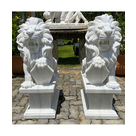 imagem do produto Escultura de Le�es com Escudo em M�rmore 104cm | Est�tua Premium EMP576