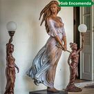 imagem do produto Escultura em Bronze Dama Flautista 190cm - EBZ571 Arte Sofisticada