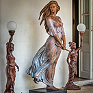 imagem do produto Escultura em Bronze Dama Flautista 190cm - EBZ571 Arte Sofisticada