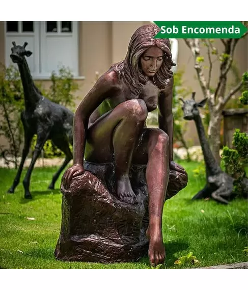 imagem de Escultura em Bronze Ninfa na Piscina 122cm - EBZ572