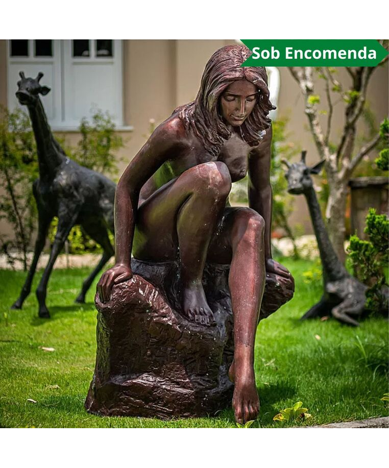 imagem do produto Escultura em Bronze Ninfa na Piscina 122cm - EBZ572 Arte Refinada