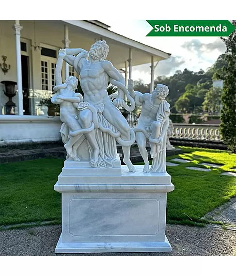 imagem de Escultura em Mármore Laocoonte e Seus Filhos 184cm com Base - EMP565 Clássica