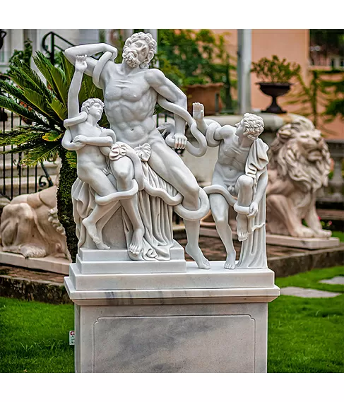 imagem de Escultura em Mármore Laocoonte e Seus Filhos 184cm com Base - EMP565 Clássica