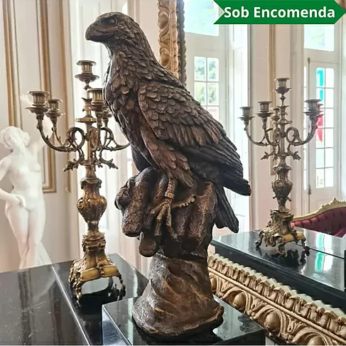 imagem de Escultura Falcão em Bronze 56cm EBZ542 Elegância e Precisão