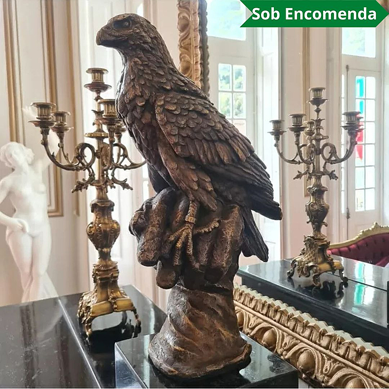 imagem do produto Escultura Falc�o em Bronze 56cm EBZ542 Eleg�ncia e Precis�o
