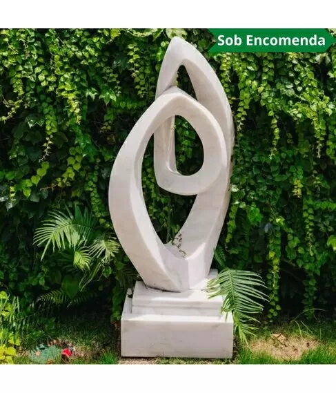 imagem de Escultura Fio Contínuo Mármore Branco 120cm - EMP739 Arte Contemporânea Sofisticada