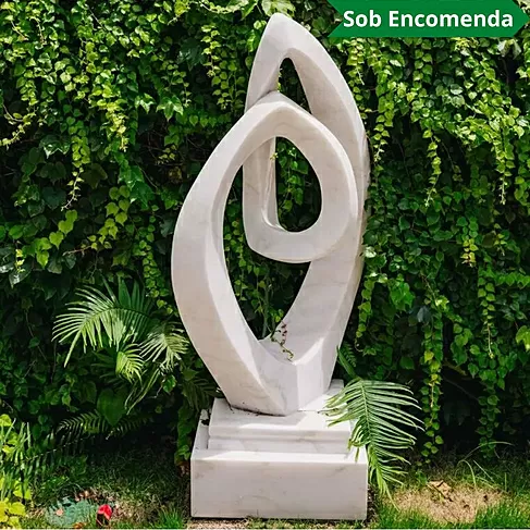 imagem de Escultura Fio Contínuo Mármore Branco 120cm - EMP739 Arte Contemporânea Sofisticada