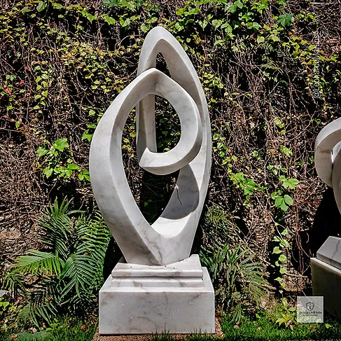 imagem de Escultura Fio Contínuo Mármore Branco 120cm - EMP739 Arte Contemporânea Sofisticada