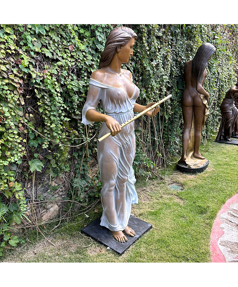 imagem do produto Escultura Flautista ao Vento 160cm - EBZ628 Arte em Bronze de Grande Impacto