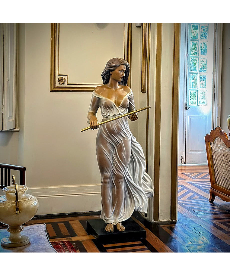 imagem do produto Escultura Flautista ao Vento 160cm - EBZ628 Arte em Bronze de Grande Impacto