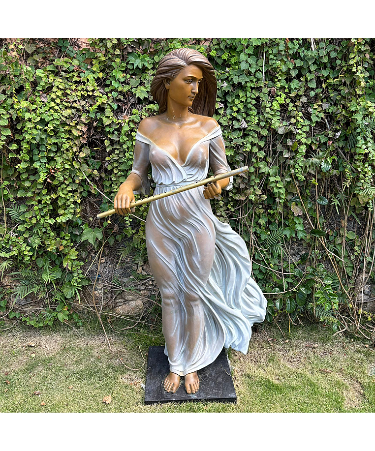 imagem do produto Escultura Flautista ao Vento 160cm - EBZ628 Arte em Bronze de Grande Impacto