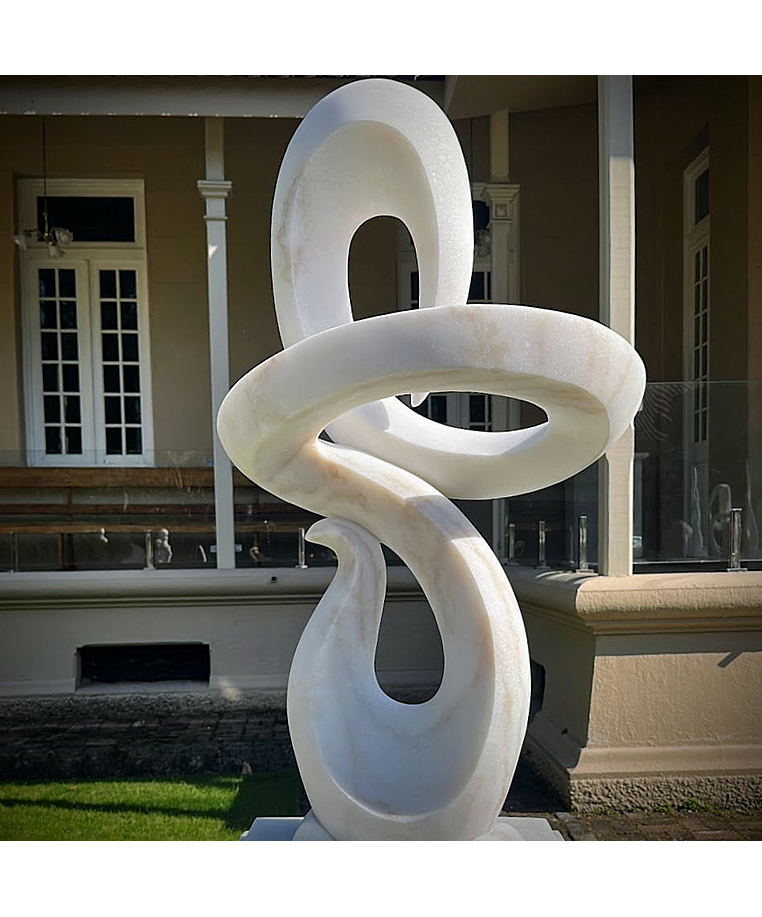 imagem do produto Escultura Fluxo Cont�nuo M�rmore Branco 120cm - EMP742 Arte Contempor�nea Decorativa