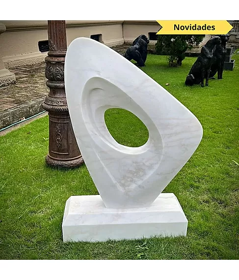 imagem de Escultura Fragmento Eterno Mármore Branco 120cm - EMP730