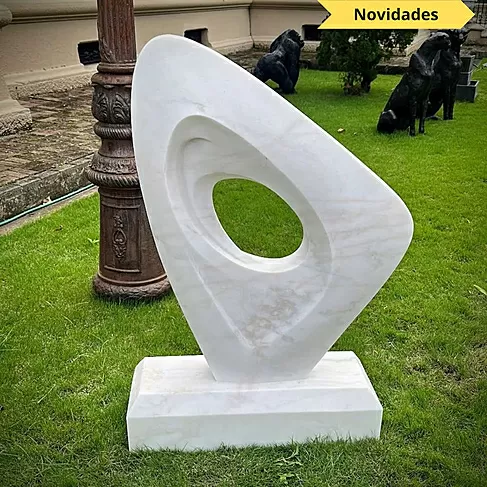 imagem de Escultura Fragmento Eterno Mármore Branco 120cm - EMP730 Arte Contemporânea