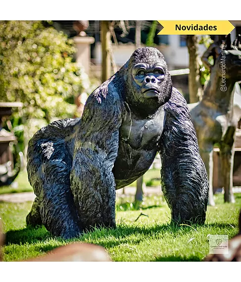 imagem de Escultura Gorila Alfa em Bronze 85cm - EBZ750