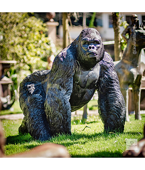imagem de Escultura Gorila Alfa em Bronze 85cm - EBZ750