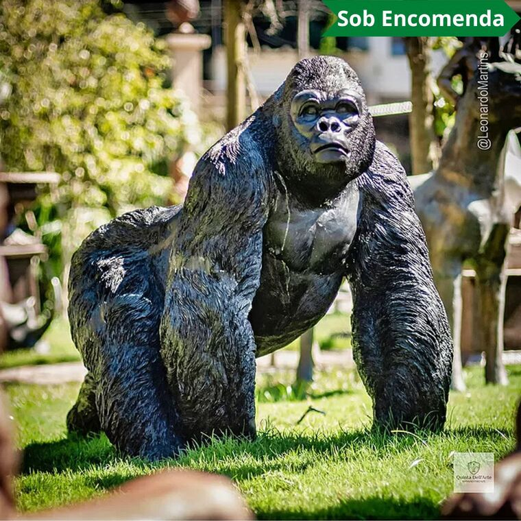 imagem do produto Escultura Gorila Alfa em Bronze 85cm - EBZ750 Pe�a Marcante