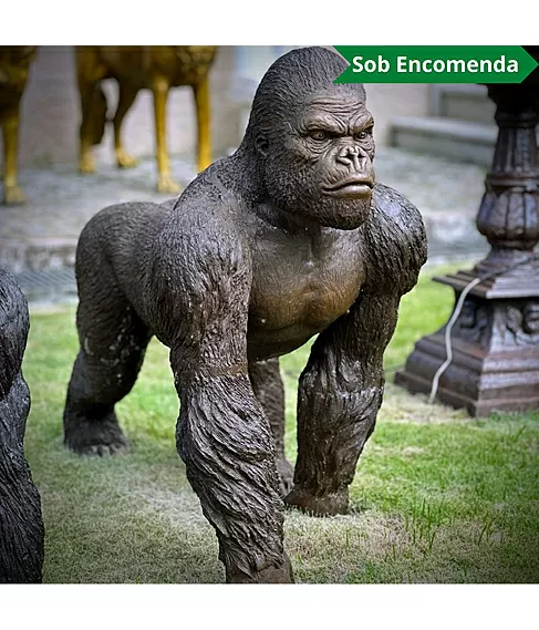 imagem de Escultura Gorila de Bronze Andando 105cm - EBZ710