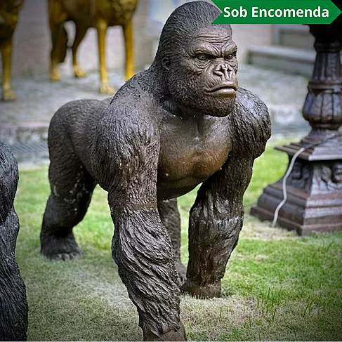 imagem de Escultura Gorila de Bronze Andando 105cm - EBZ710