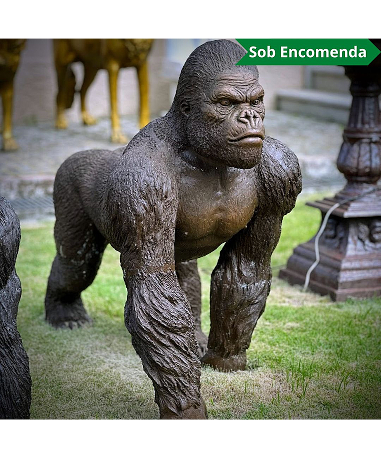 imagem do produto Escultura Gorila de Bronze Andando 105cm - EBZ710 Destaque no Paisagismo