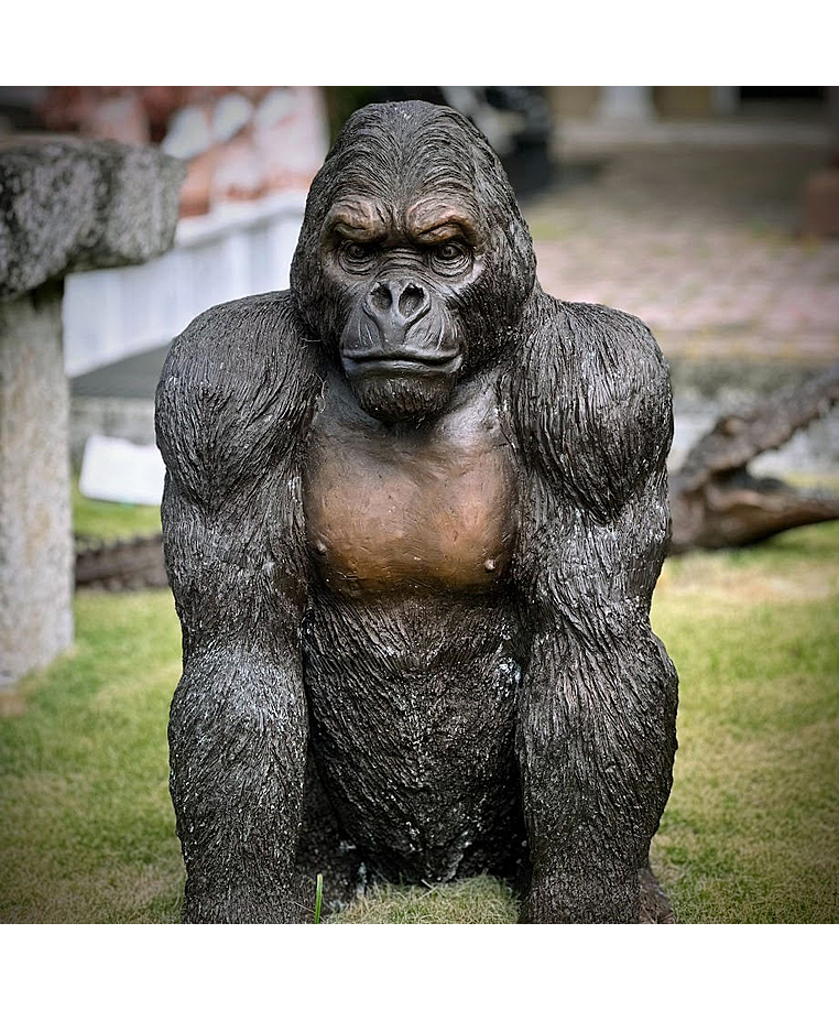 imagem do produto Escultura Gorila de Bronze Sentado 90cm - EBZ709