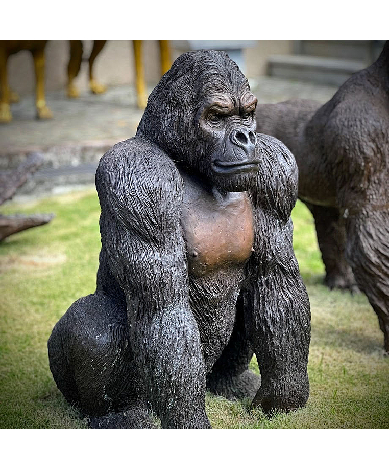 imagem do produto Escultura Gorila de Bronze Sentado 90cm - EBZ709