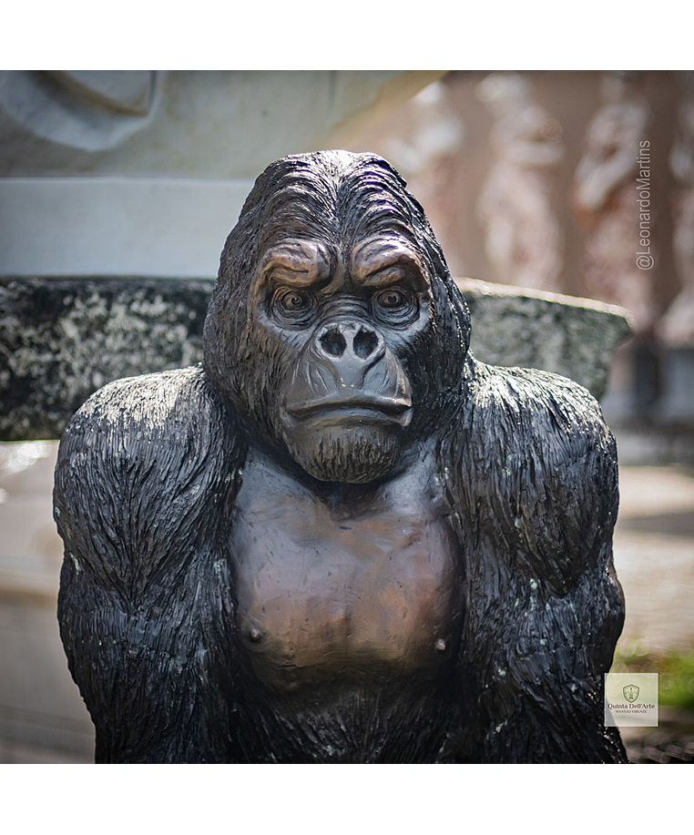 imagem do produto Escultura Gorila de Bronze Sentado 90cm - EBZ709