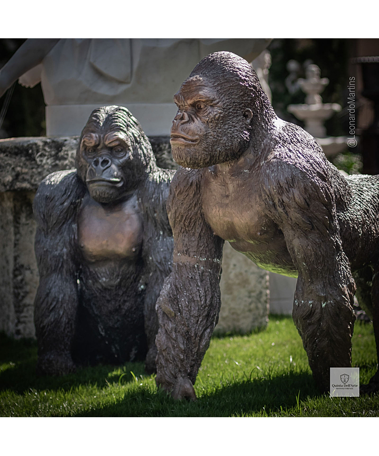 imagem do produto Escultura Gorila de Bronze Sentado 90cm - EBZ709