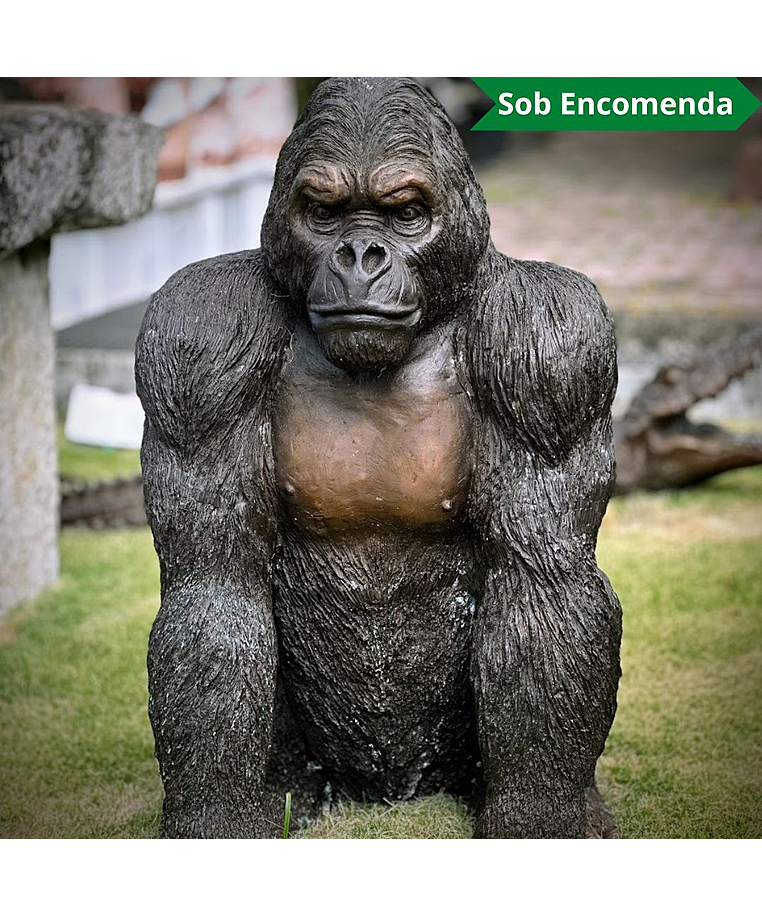 imagem do produto Escultura Gorila de Bronze Sentado 90cm - EBZ709