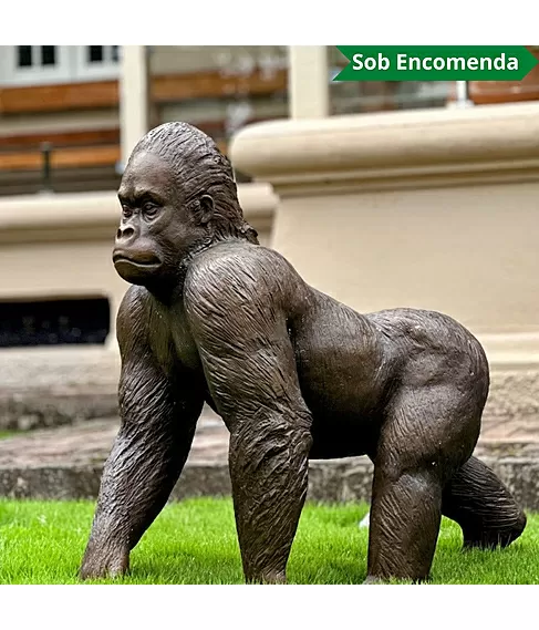 imagem de Escultura Gorila em Bronze 95cm - EBZ616