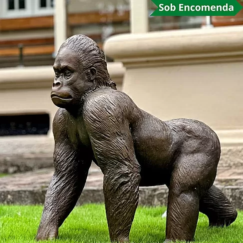 imagem de Escultura Gorila em Bronze 95cm - EBZ616 Força e Elegância Clássica