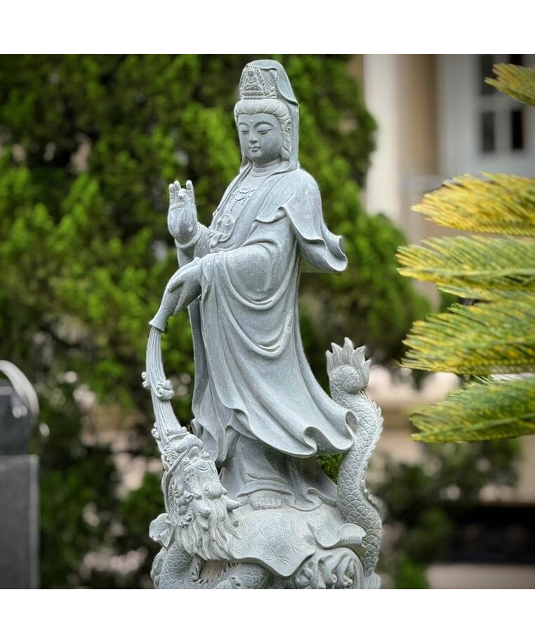 imagem do produto Escultura Guanyin M�rmore Verde 100cm - EMP797 Arte Oriental para Ambientes Zen