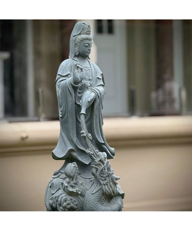 imagem do produto Escultura Guanyin M�rmore Verde 100cm - EMP797 Arte Oriental para Ambientes Zen