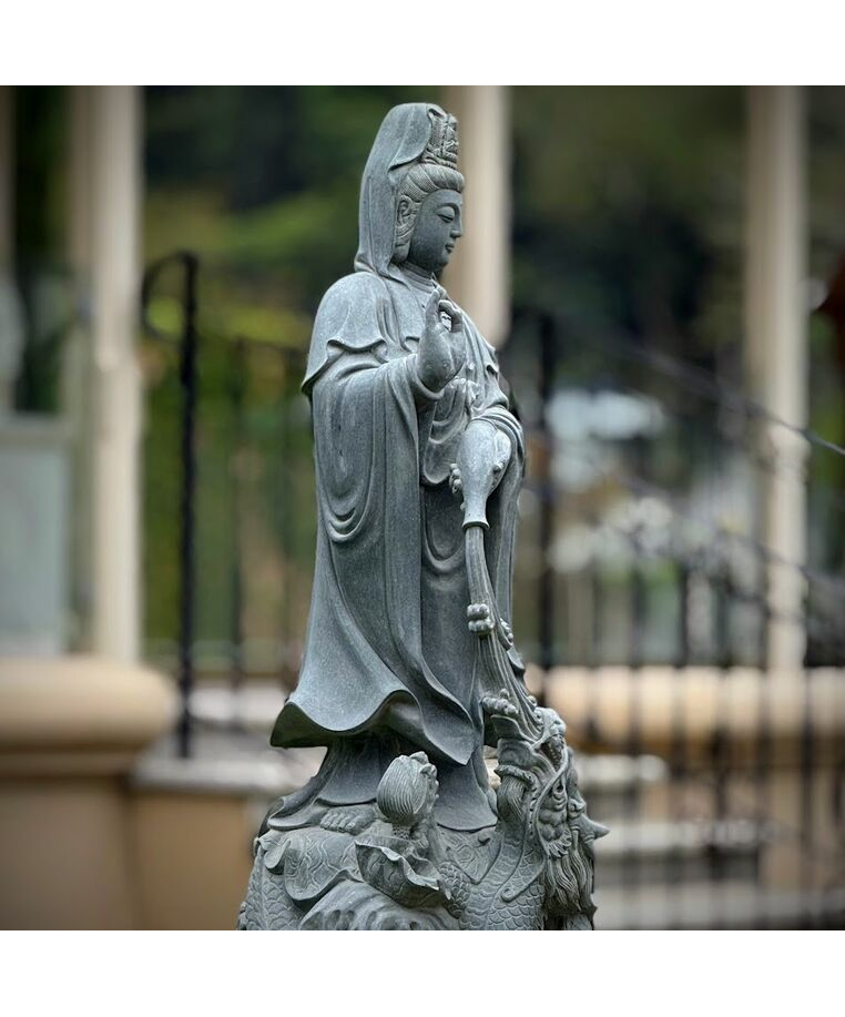 imagem do produto Escultura Guanyin M�rmore Verde 100cm - EMP797 Arte Oriental para Ambientes Zen