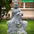 imagem do produto Escultura Guanyin Sentado em M�rmore Verde 100cm - EMP767 Arte Oriental 