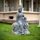 imagem do produto Escultura Guanyin Sentado em M�rmore Verde 100cm - EMP767 Arte Oriental Sofisticada