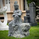 imagem do produto Escultura Guanyin Sentado em M�rmore Verde 100cm - EMP767 Arte Oriental Sofisticada