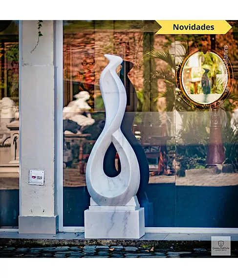 imagem de Escultura Harmonia em Espiral Mármore Branco 150cm - EMP726