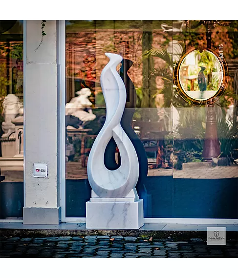 imagem de Escultura Harmonia em Espiral Mármore Branco 150cm - EMP726
