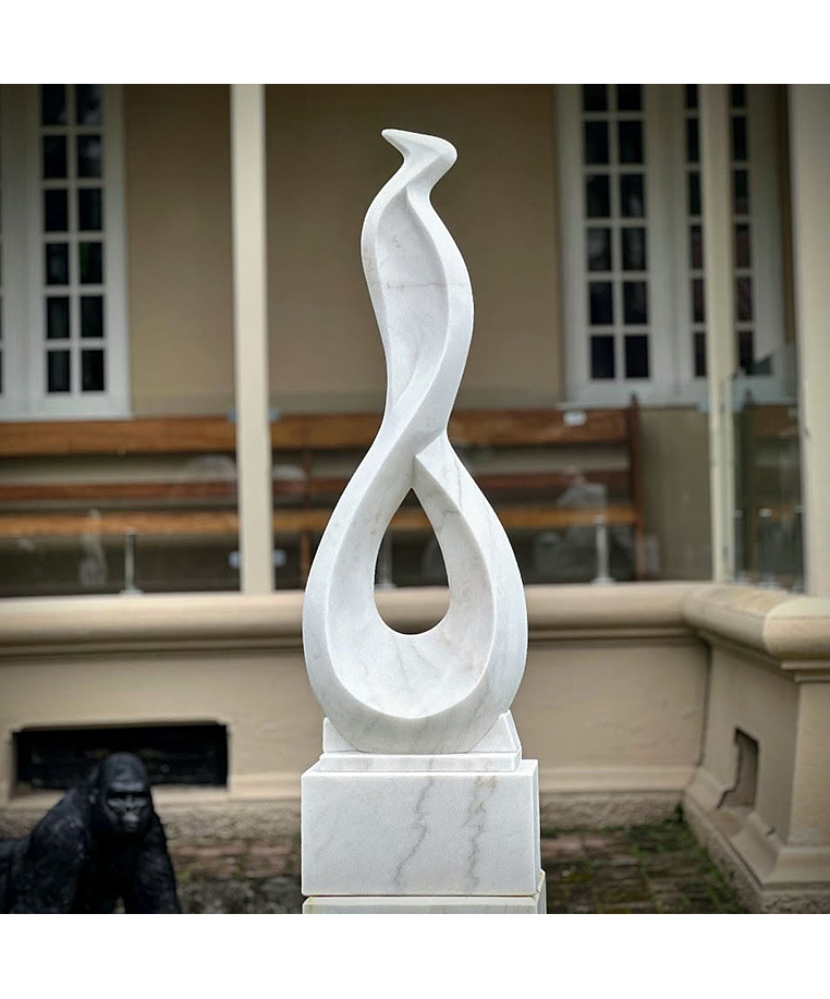 imagem do produto Escultura Harmonia em Espiral M�rmore Branco 150cm - EMP726 Eleg�ncia para paisagismo