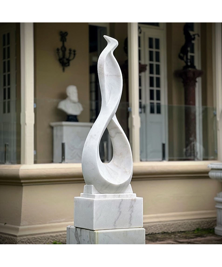 imagem do produto Escultura Harmonia em Espiral M�rmore Branco 150cm - EMP726 Eleg�ncia para paisagismo