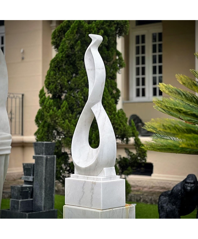 imagem do produto Escultura Harmonia em Espiral M�rmore Branco 150cm - EMP726 Eleg�ncia para paisagismo
