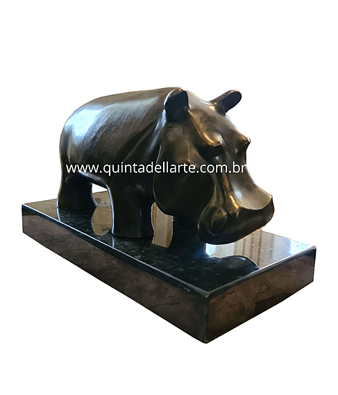 imagem de Escultura Hipoptamo de Bronze 41cm - EBZ524