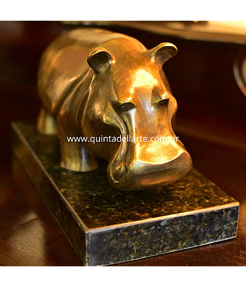 imagem de Escultura Hipoptamo de Bronze 41cm - EBZ524