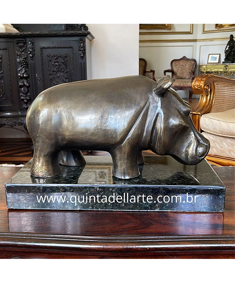 imagem do produto Escultura Hipop�tamo de Bronze 41cm - EBZ524