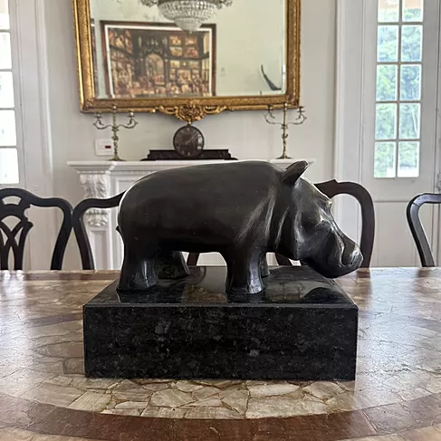 imagem de Escultura Hipopótamo em Bronze 41cm EBZ524 Força e Originalidade