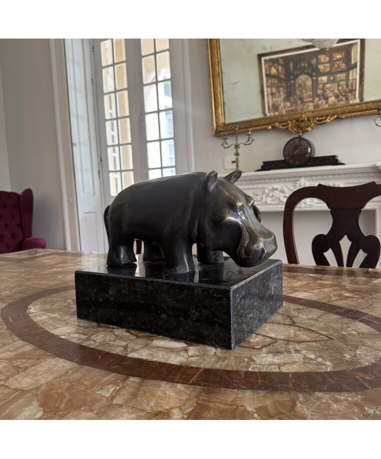 imagem do produto Escultura Hipop�tamo em Bronze 41cm EBZ524 For�a e Originalidade