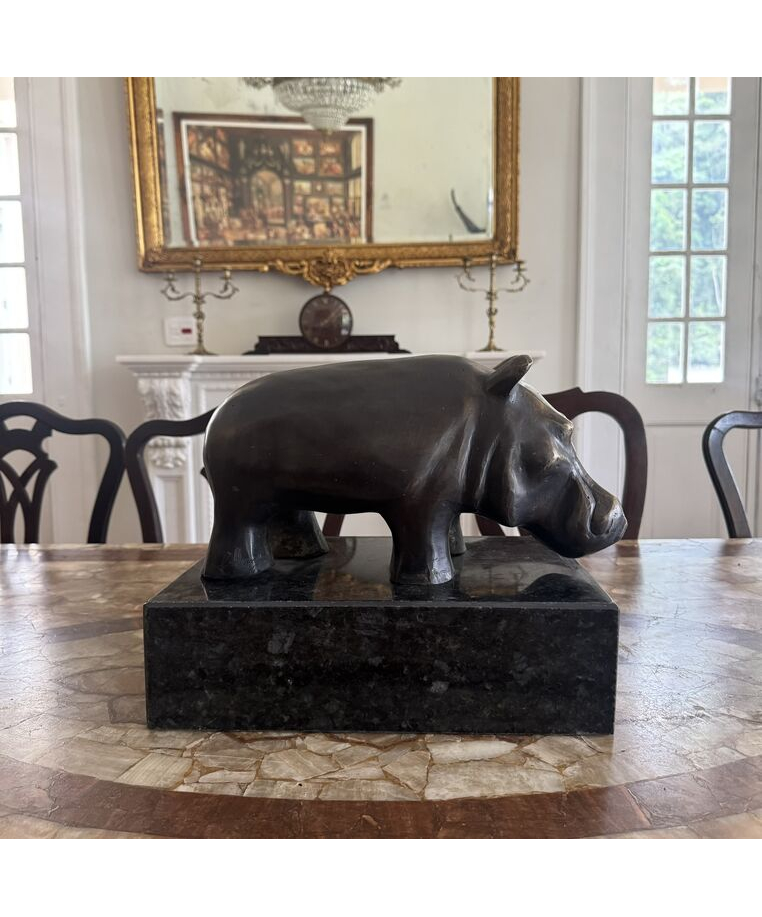imagem do produto Escultura Hipop�tamo em Bronze 41cm EBZ524 For�a e Originalidade