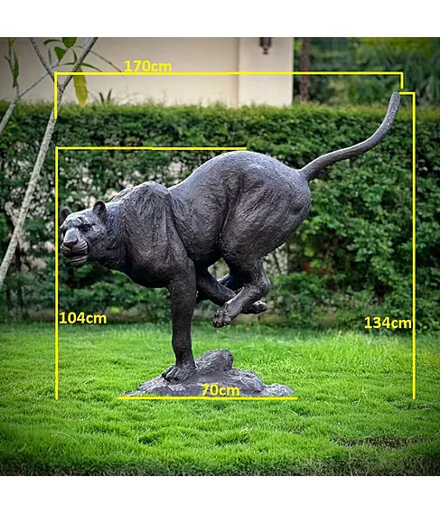 imagem de Escultura Impulso Felino em Bronze 134cm - EBZ718 Movimento e Elegância