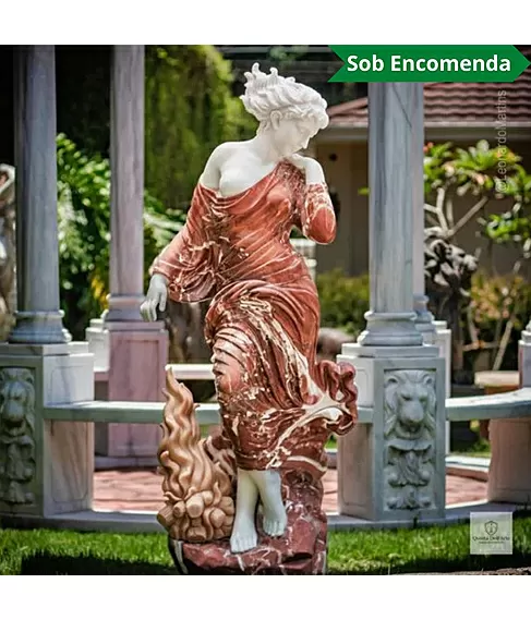 imagem de Escultura Inverno em Mármore Rosso 160cm - EMP708 Arte Clássica para Paisagismo
